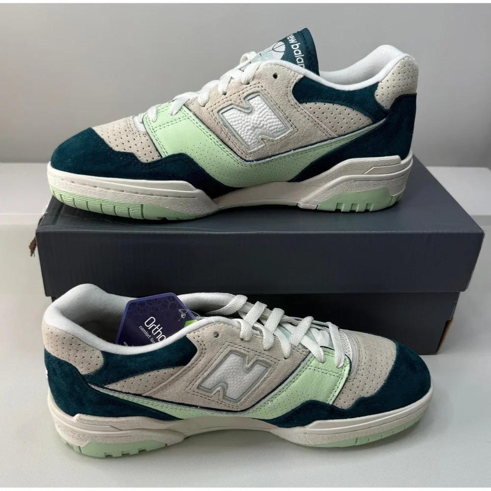 New Balance 550 Green Grey Suede BB550FLV Sneakers Mens 8.5 Womens 10 NEW